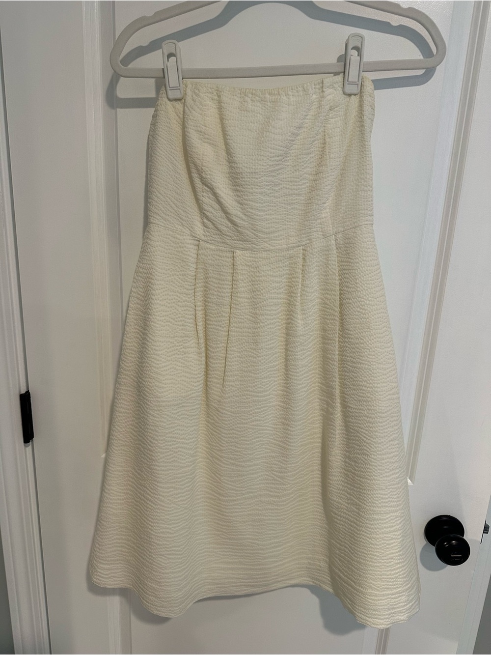 J. Crew Strapless Cream Textured A-Line Dress